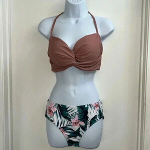 Women’s Pink/Green Floral Bikini Set - NWOT